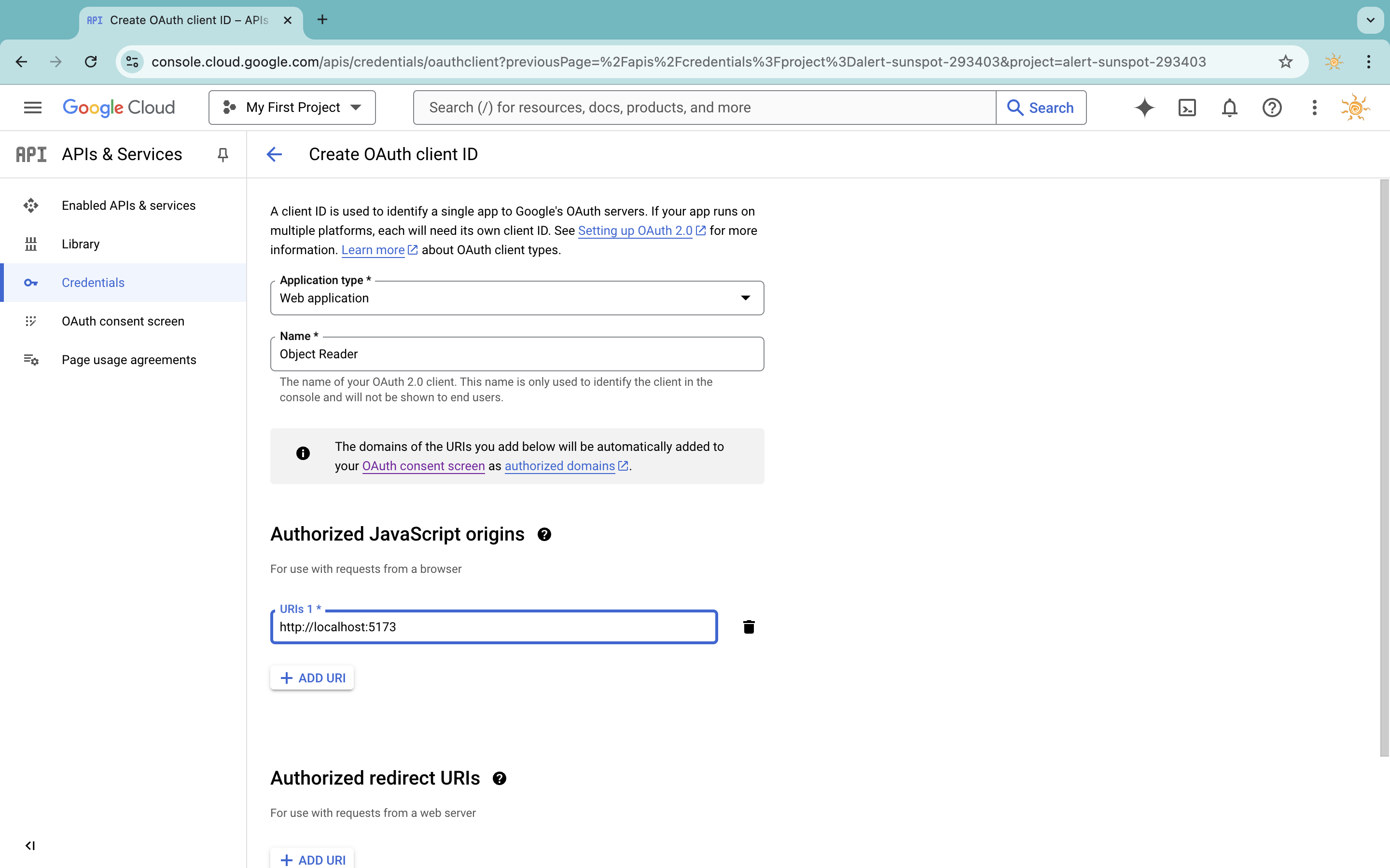 Create OAuth client ID